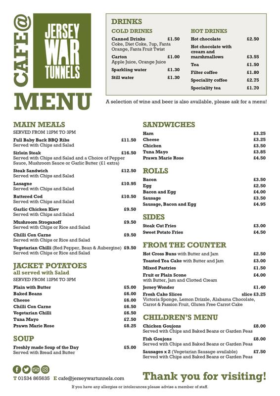 Café The War Tunnels Jersey War Tunnels